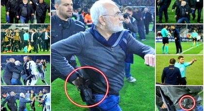 شاهدوا الفيديو.. رئيس فريق أوروبي ينزل إلى الملعب حاملا مسدسه للاحتجاج على إلغاء هدف