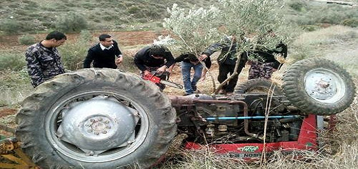 إنقلاب جرار فلاحي بجماعة أركمان يودي بحياة سائقه