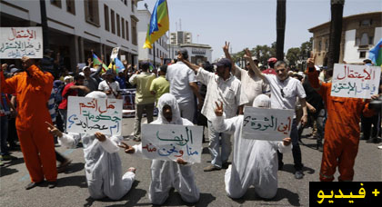 شعارات مثيرة ومؤثرة في مسيرة الرباط التضامنية مع حراك الريف 